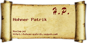 Hohner Patrik névjegykártya